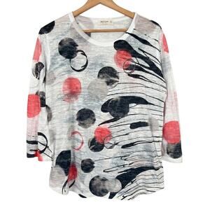 Jess & Jane Womens PL Artsy Eclectic Abstract Burnout 3/4 Sleeve Graphic Top